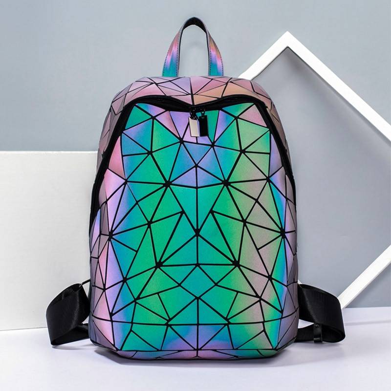 Women Hologram Backpack School Matte Geometric Backpacks Girls Travel Shoulder Bags For Women Totes Luxury Shoulder Bag Silver color: Luminous 