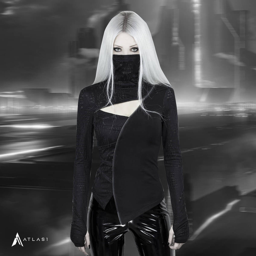 Women&#8217;s Dark Ninja Asymmetric Techwear Top 