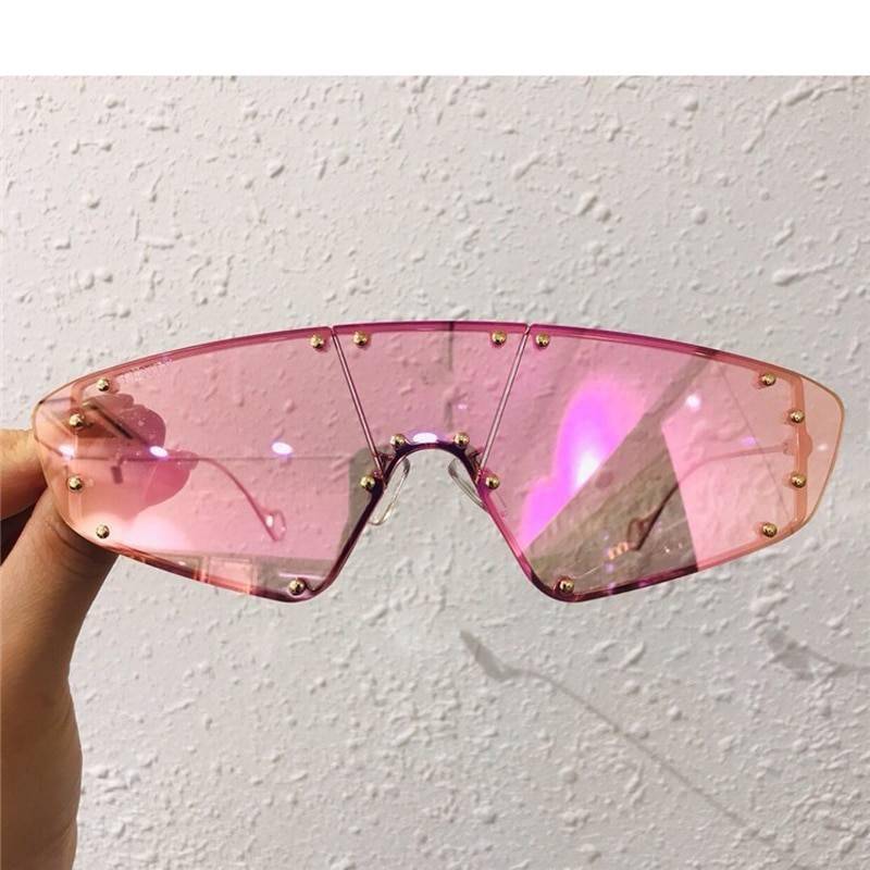 Women&#8217;s Holographic Rimless Cyber Punk Sunglasses 
