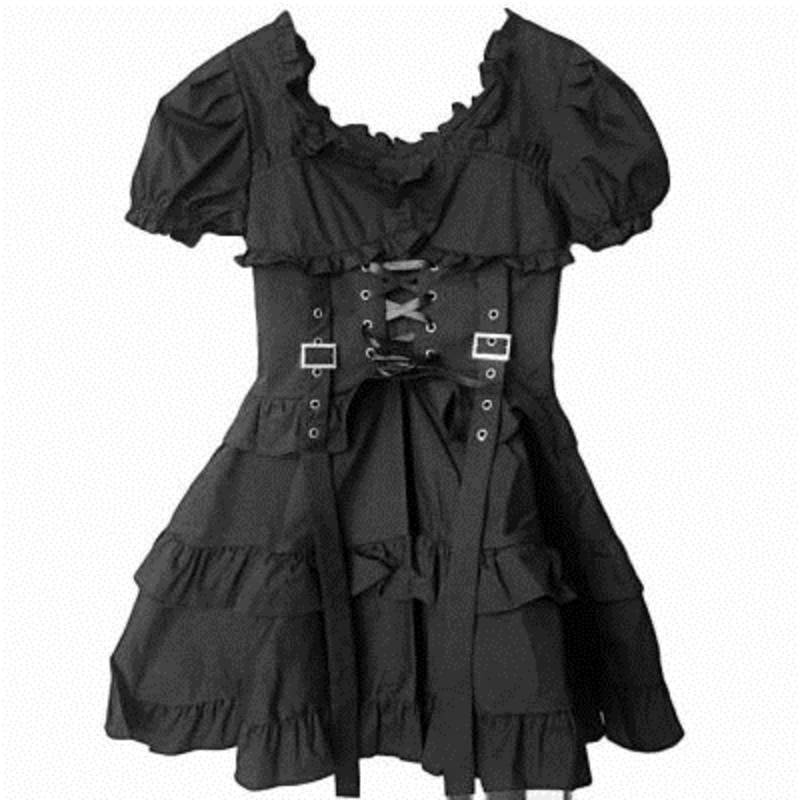 Women&#8217;s O-Neck High Waist Gothic Techwear Dress 