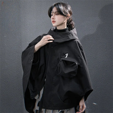 Women's Hooded Techwear Functional Cape Jacket