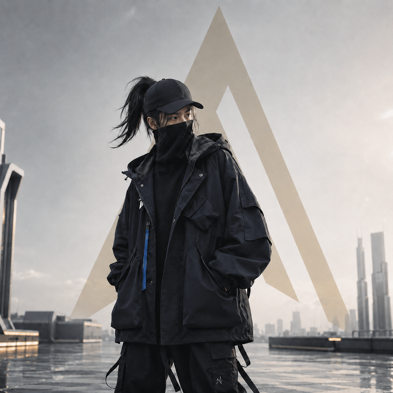 Women's Techwear Hooded Windbreaker Jacket