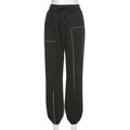 Women’s Reflective High Waist Cyber Punk Joggers color: black size: L 