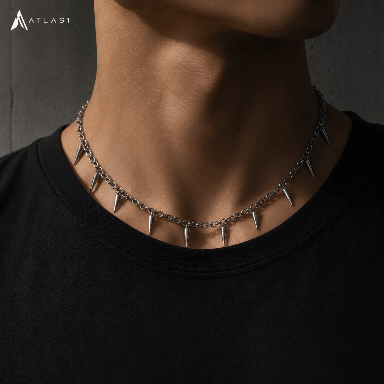 Alternative Gothic Stud Chain Necklace - ATLAS 1