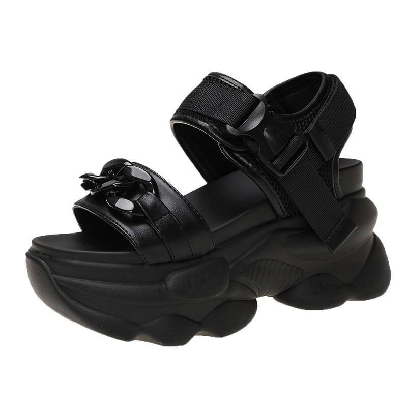 B00STS© Women's Chunky Platform Casual Techwear Sandals — Distinctive strap details