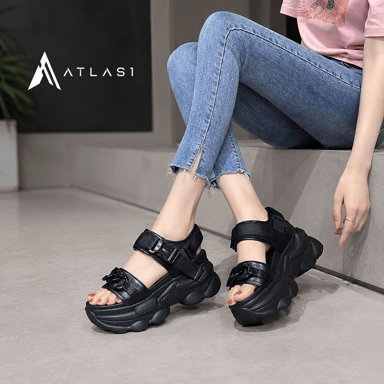 B00STS© Women's Chunky Platform Casual Techwear Sandals - ATLAS 1