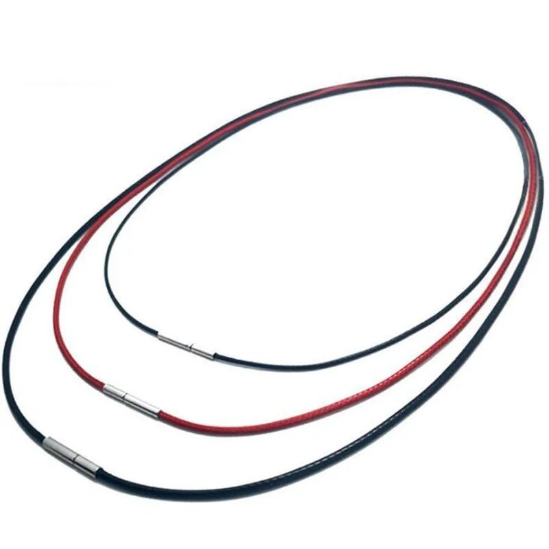 Black Genuine Leather Rope Necklace Cord - ATLAS 1