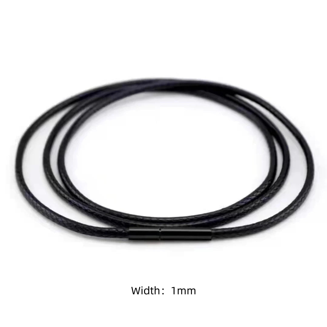 Black Genuine Leather Rope Necklace Cord - ATLAS 1