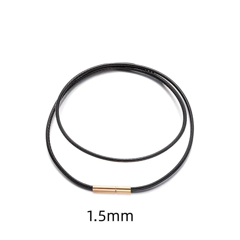 Black Genuine Leather Rope Necklace Cord - ATLAS 1