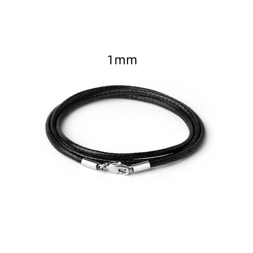 Black Genuine Leather Rope Necklace Cord - ATLAS 1