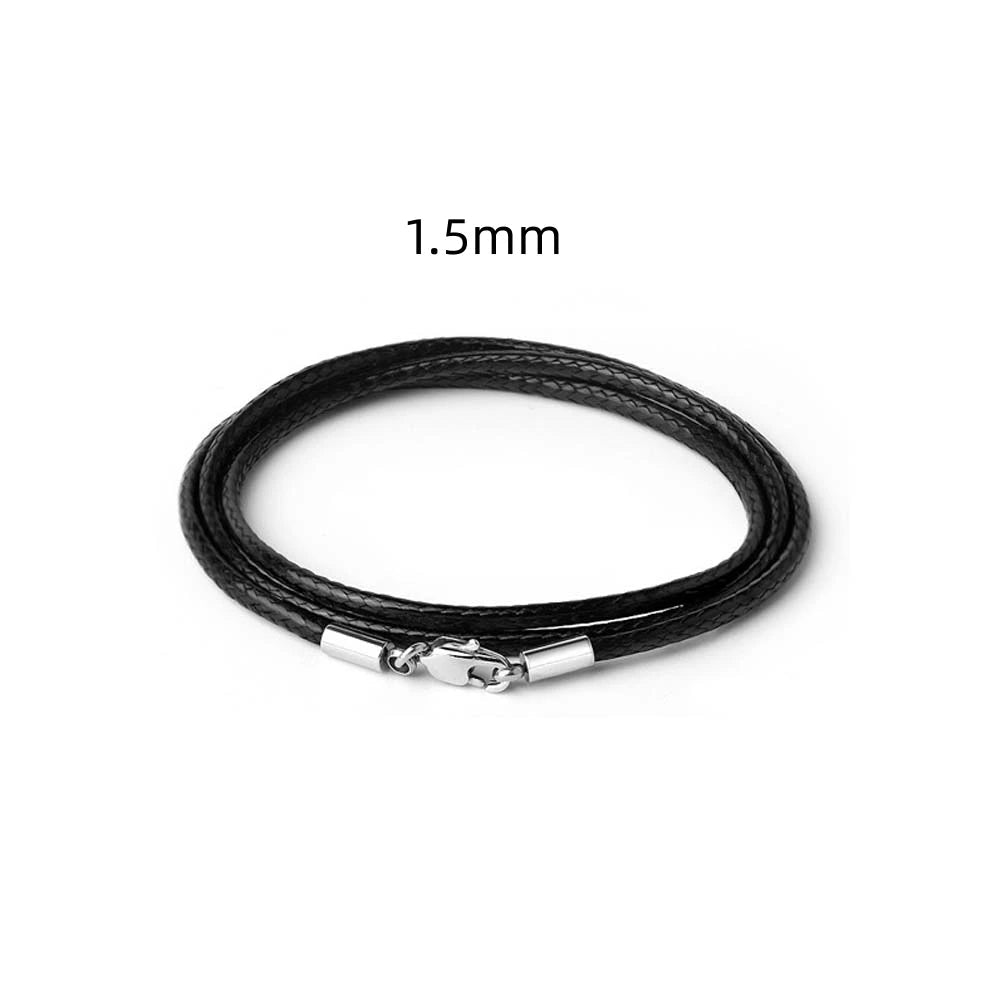 Black Genuine Leather Rope Necklace Cord - ATLAS 1