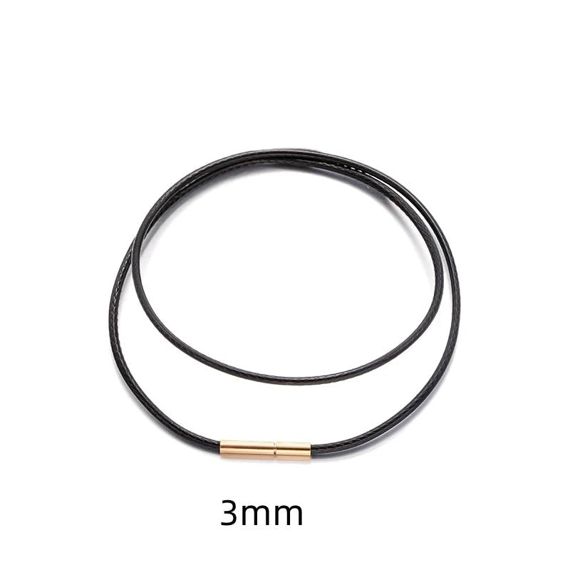 Black Genuine Leather Rope Necklace Cord - ATLAS 1
