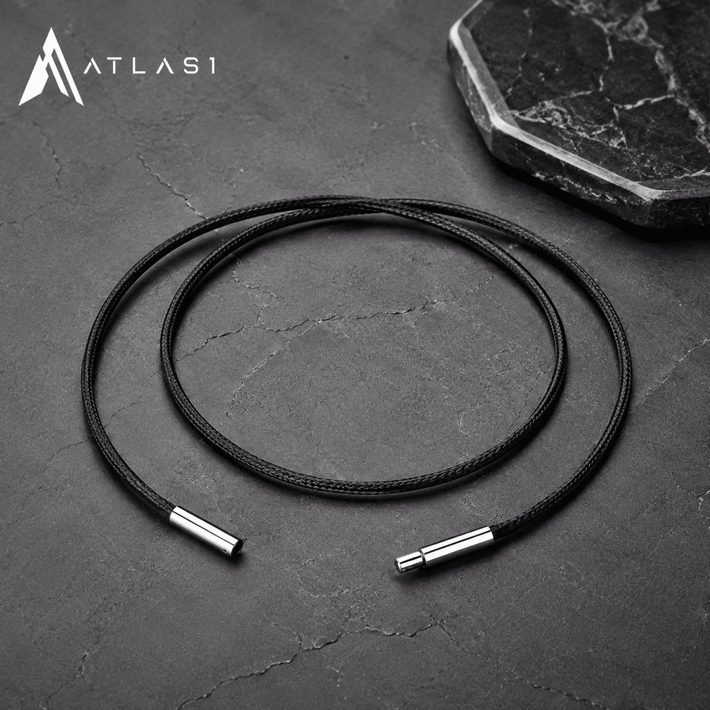 Black Genuine Leather Rope Necklace Cord - ATLAS 1