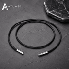 Black Genuine Leather Rope Necklace Cord - ATLAS 1
