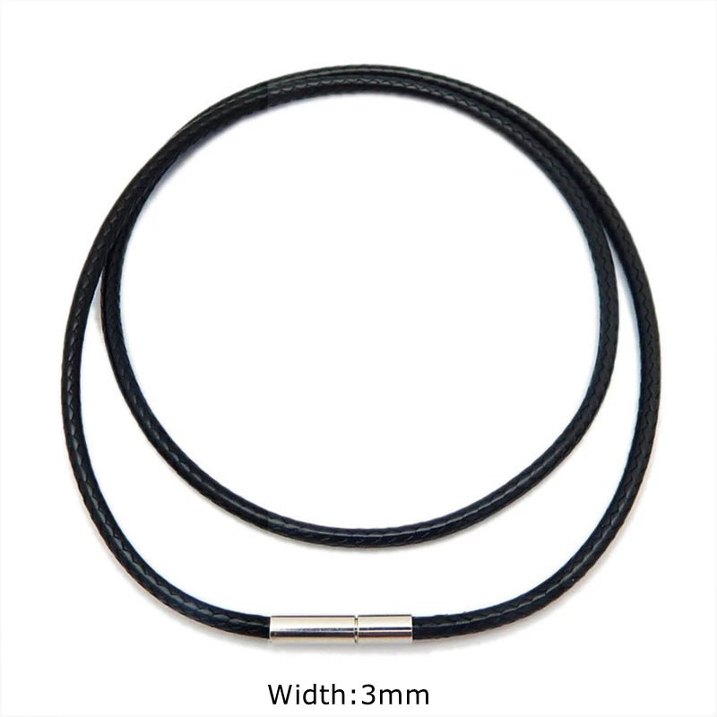 Black Genuine Leather Rope Necklace Cord - ATLAS 1