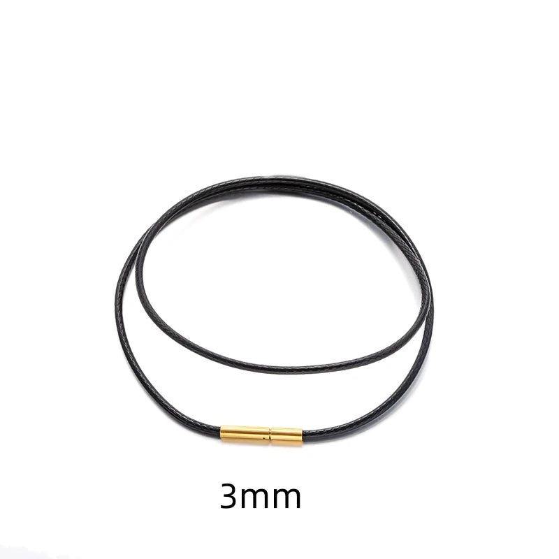 Black Genuine Leather Rope Necklace Cord - ATLAS 1