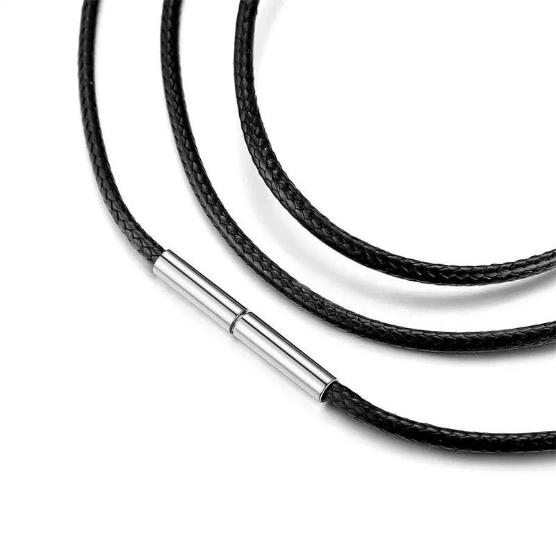 Black Genuine Leather Rope Necklace Cord - ATLAS 1