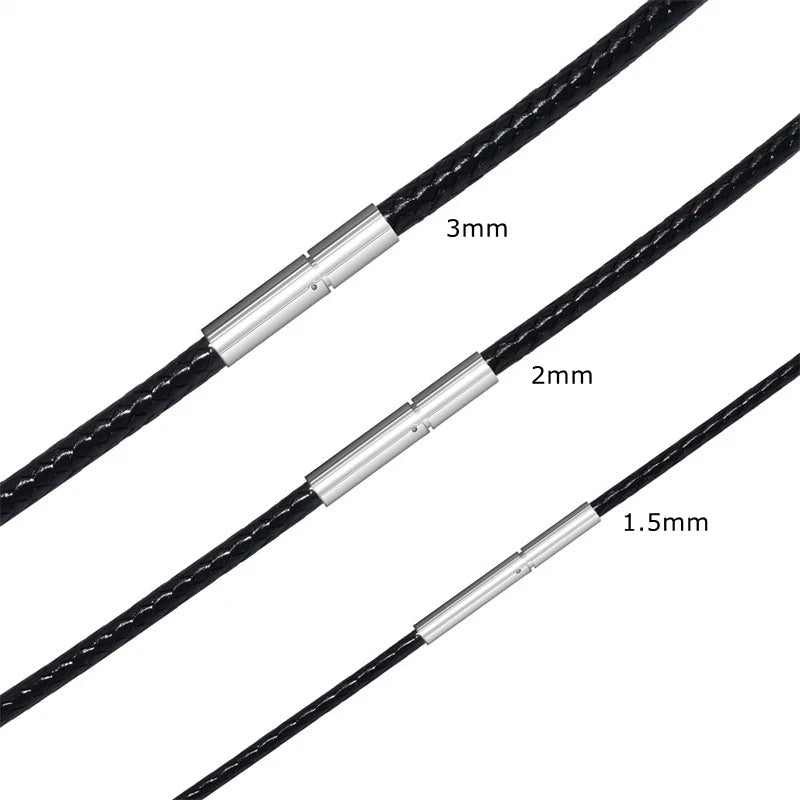 Black Genuine Leather Rope Necklace Cord - ATLAS 1