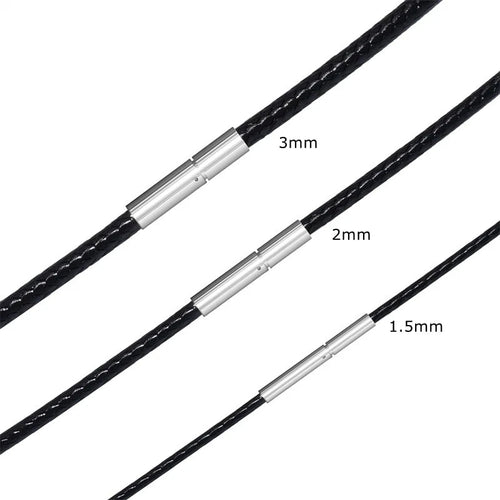 Black Genuine Leather Rope Necklace Cord