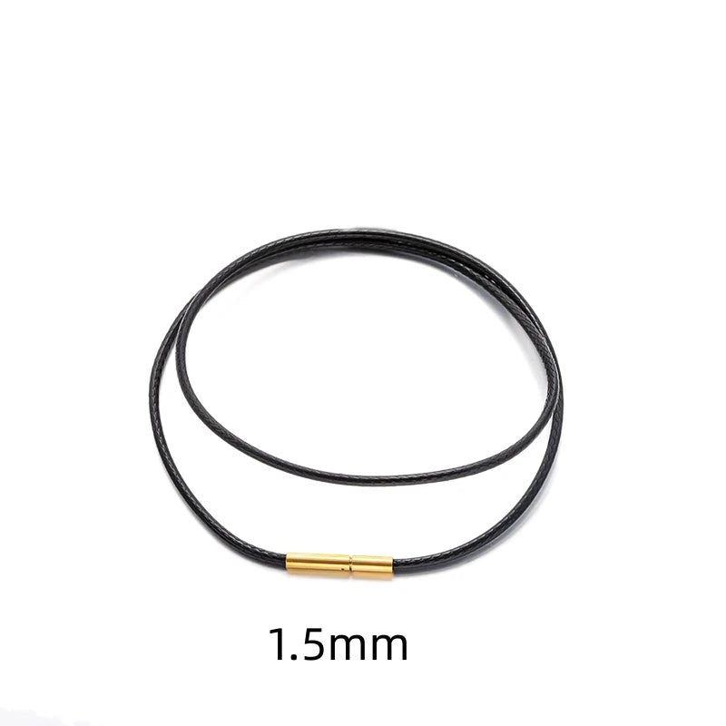 Black Genuine Leather Rope Necklace Cord - ATLAS 1