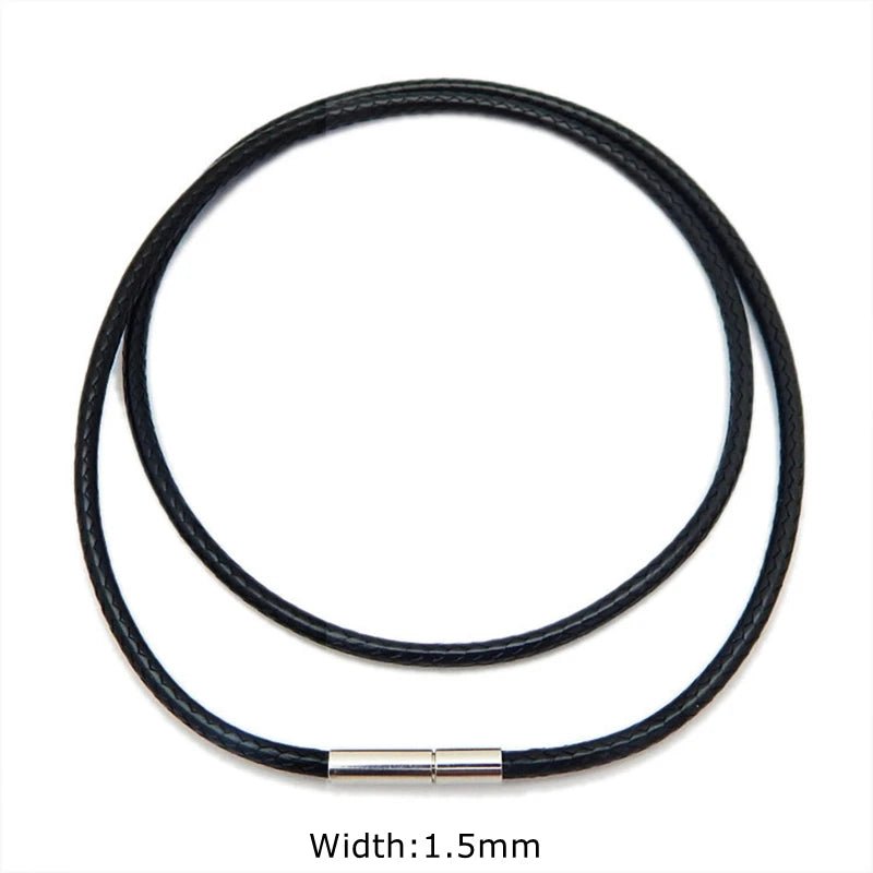 Black Genuine Leather Rope Necklace Cord - ATLAS 1