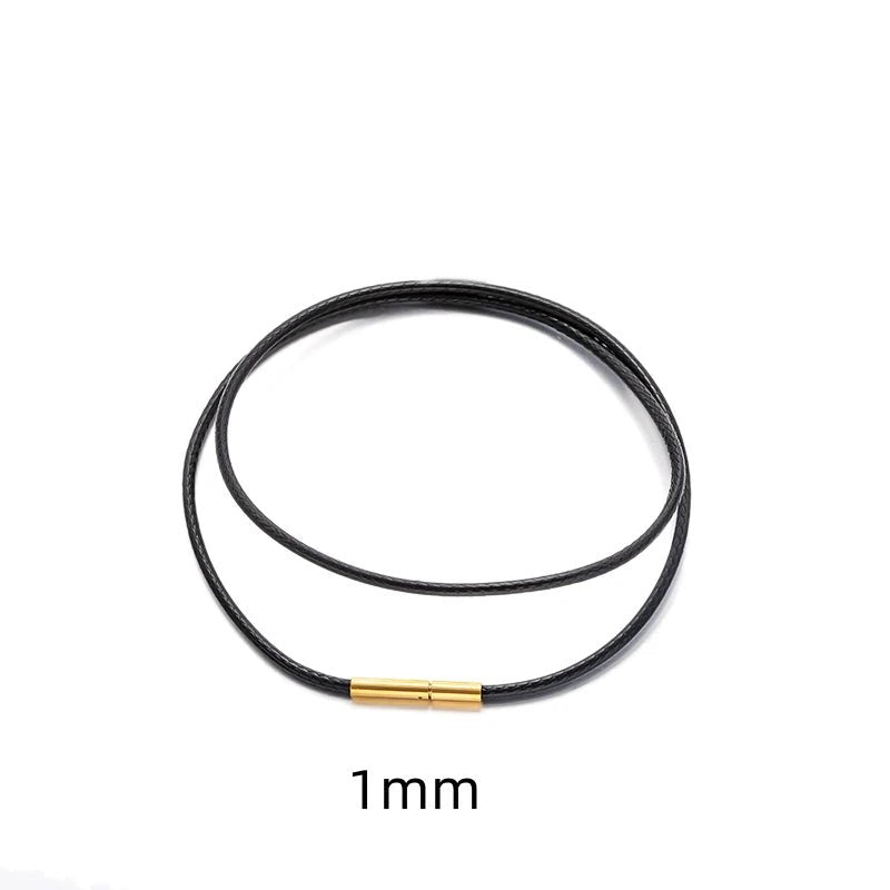 Black Genuine Leather Rope Necklace Cord - ATLAS 1
