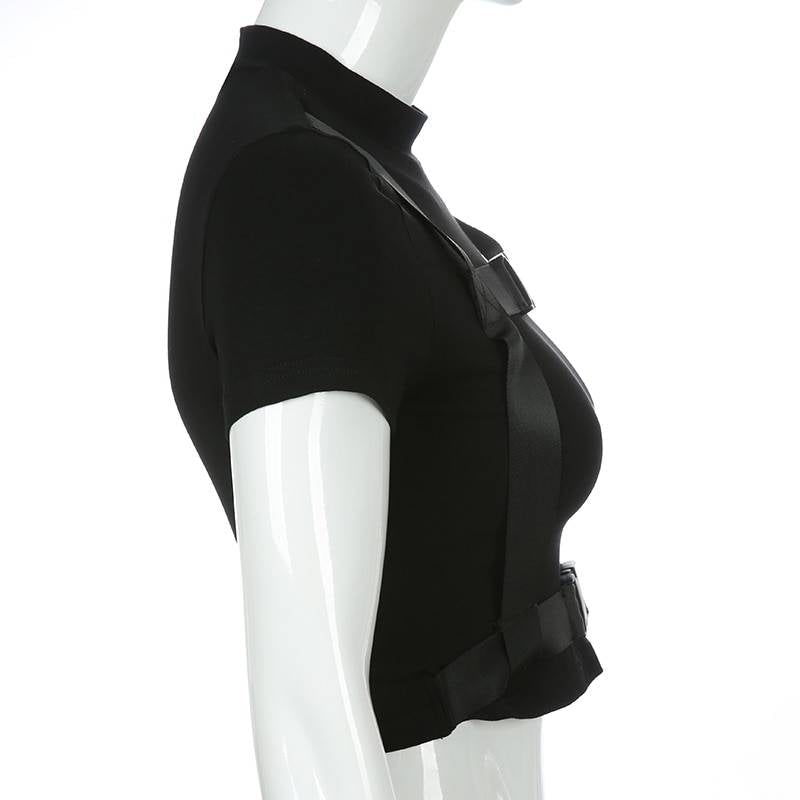 Black Harness Techwear Crop Top - ATLAS 1