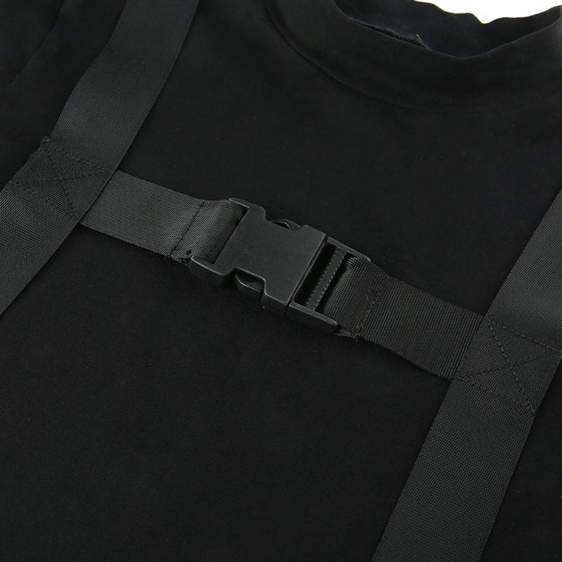 Black Harness Techwear Crop Top - ATLAS 1