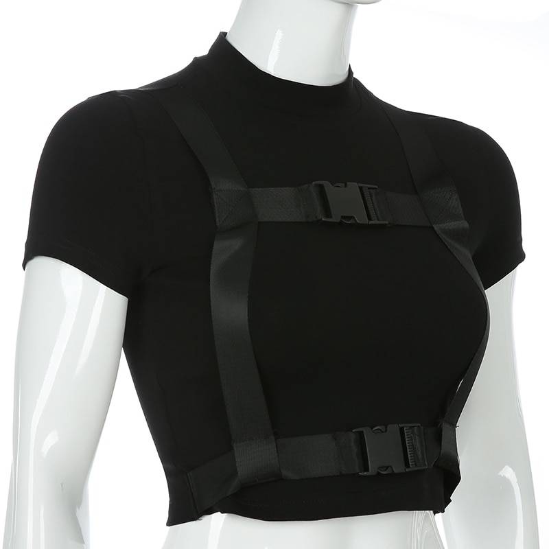 Black Harness Techwear Crop Top - ATLAS 1