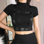 Black Harness Techwear Crop Top - ATLAS 1