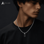 Black Square Stone Stainless Steel Cuban Chain Necklace - ATLAS 1