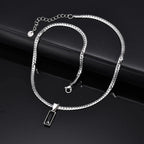 Black Square Stone Stainless Steel Cuban Chain Necklace - ATLAS 1
