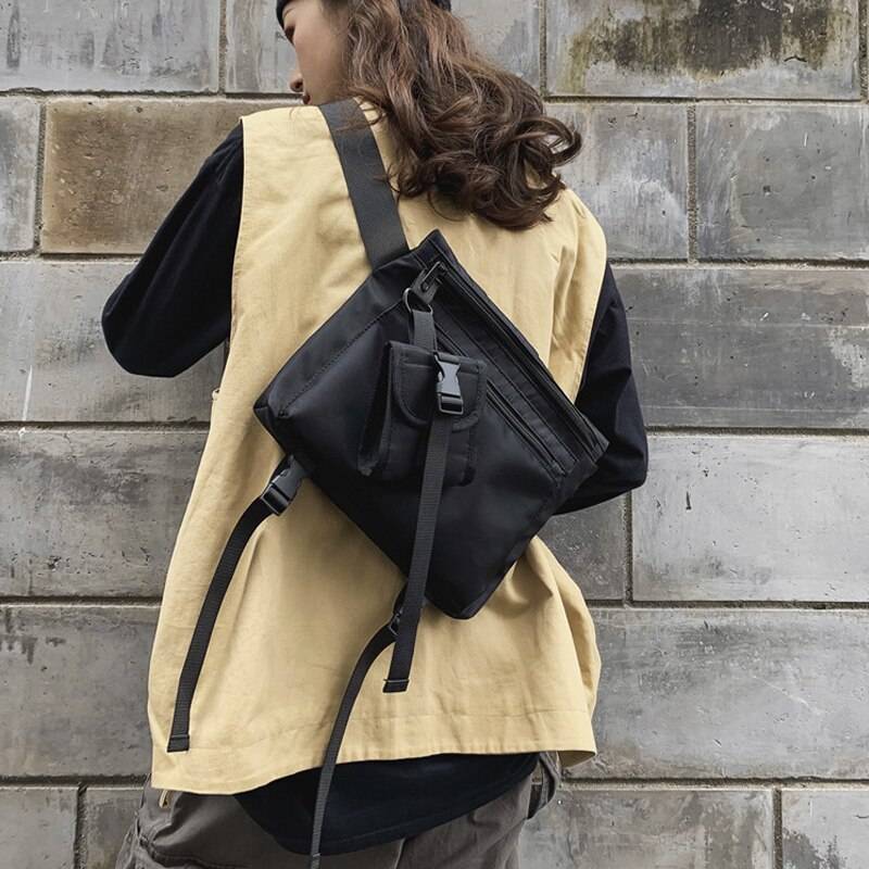 Black Tactical Straps Techwear Sling Bag - ATLAS 1
