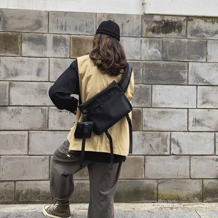 Black Tactical Straps Techwear Sling Bag - ATLAS 1