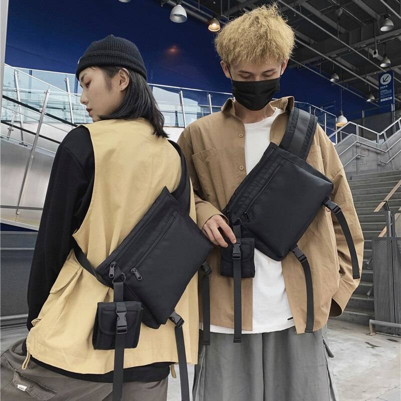 Black Tactical Straps Techwear Sling Bag - ATLAS 1