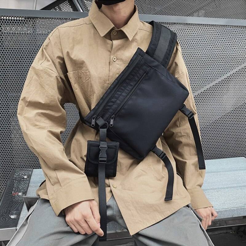 Black Tactical Straps Techwear Sling Bag - ATLAS 1