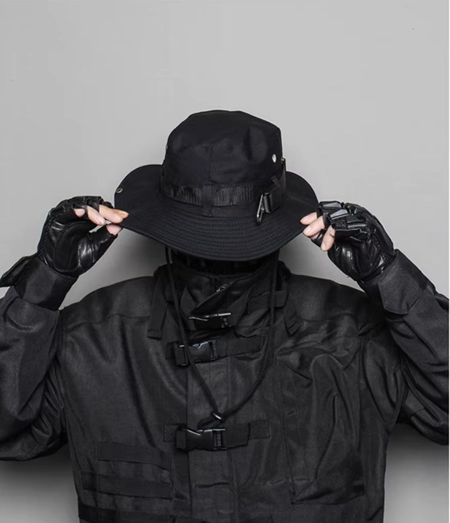 Black Techwear Boonie Hat — Cotton material