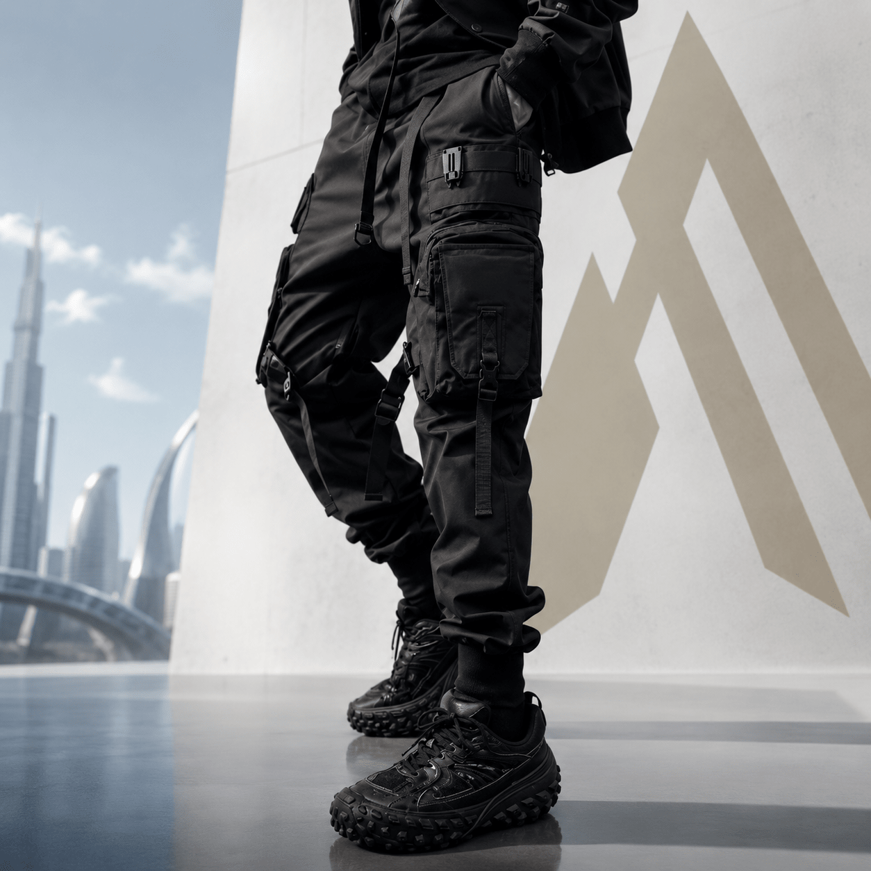 Black Techwear Cargo Pants - ATLAS 1