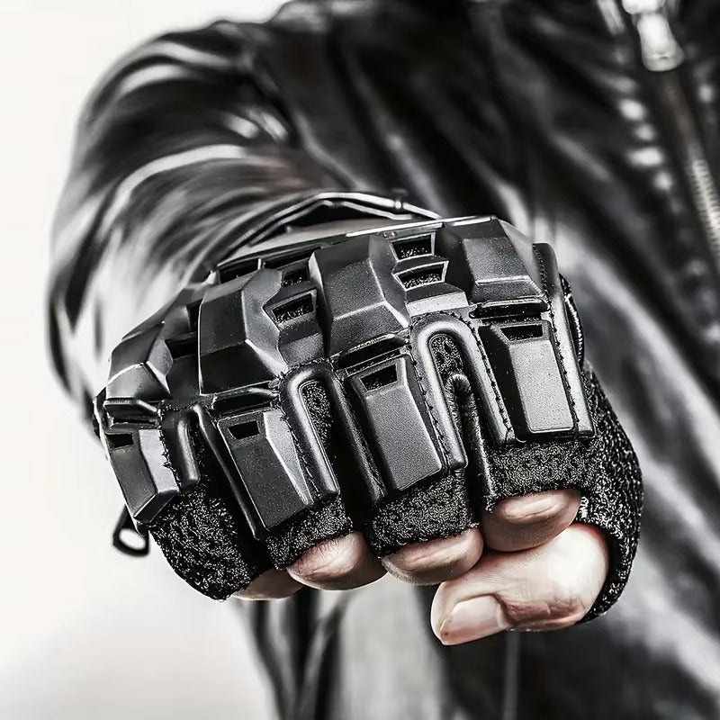 Black Techwear Fingerless Gloves - ATLAS 1