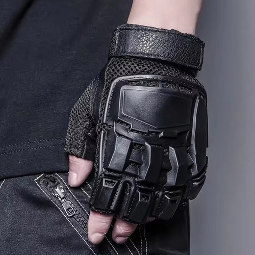 Black Techwear Fingerless Gloves - ATLAS 1