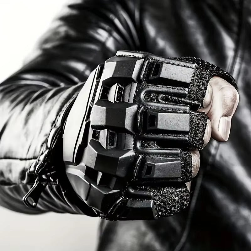 Black Techwear Fingerless Gloves - ATLAS 1