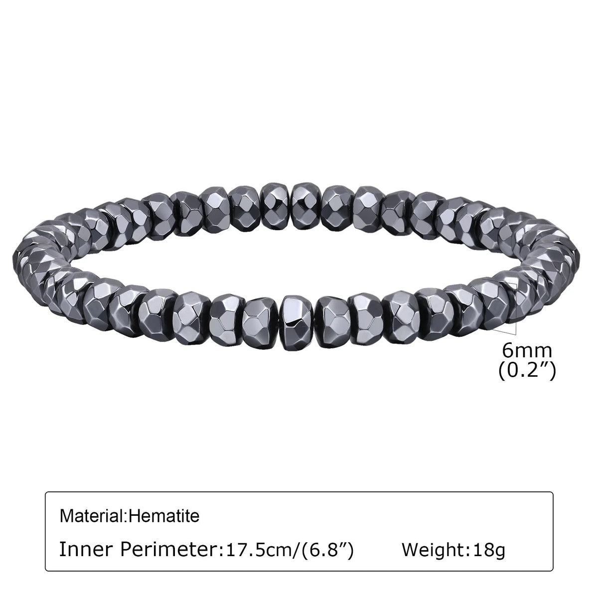 Black Triangle Bead Hematite Stretch Bracelet - ATLAS 1