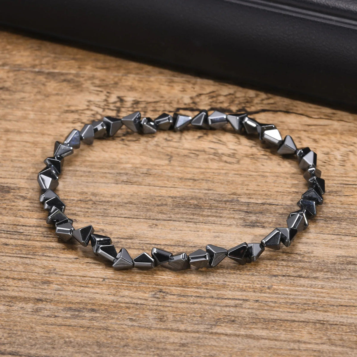 Black Triangle Bead Hematite Stretch Bracelet - ATLAS 1