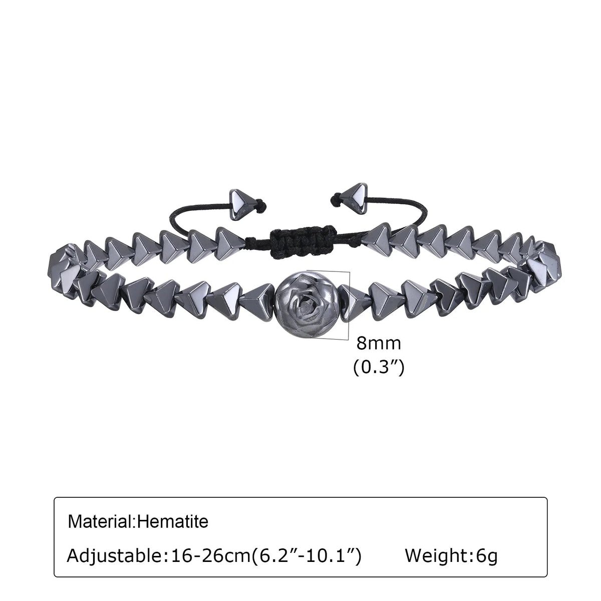 Black Triangle Bead Hematite Stretch Bracelet - ATLAS 1