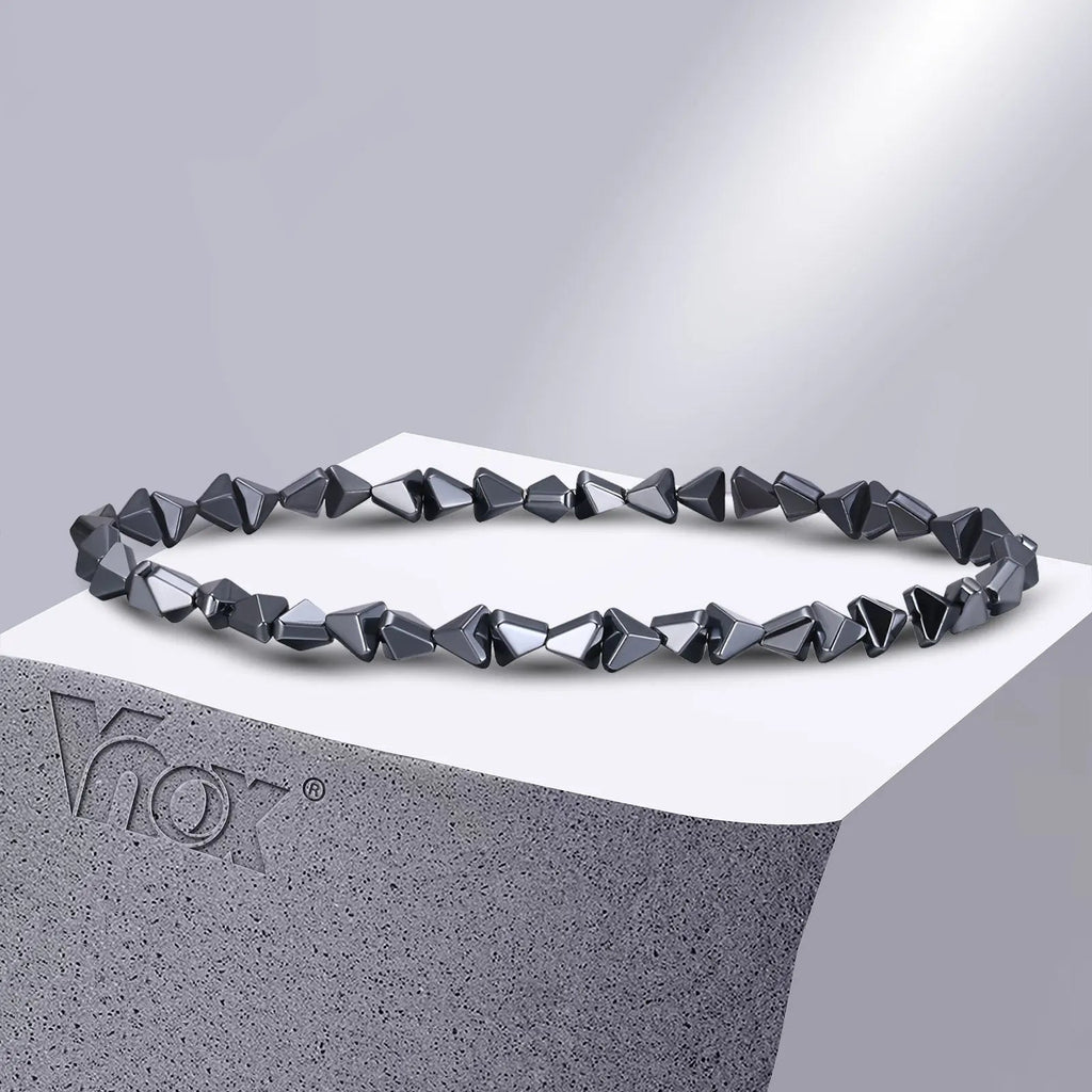Black Triangle Bead Hematite Stretch Bracelet - ATLAS 1