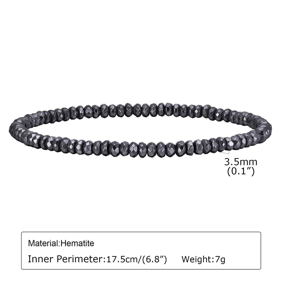 Black Triangle Bead Hematite Stretch Bracelet - ATLAS 1