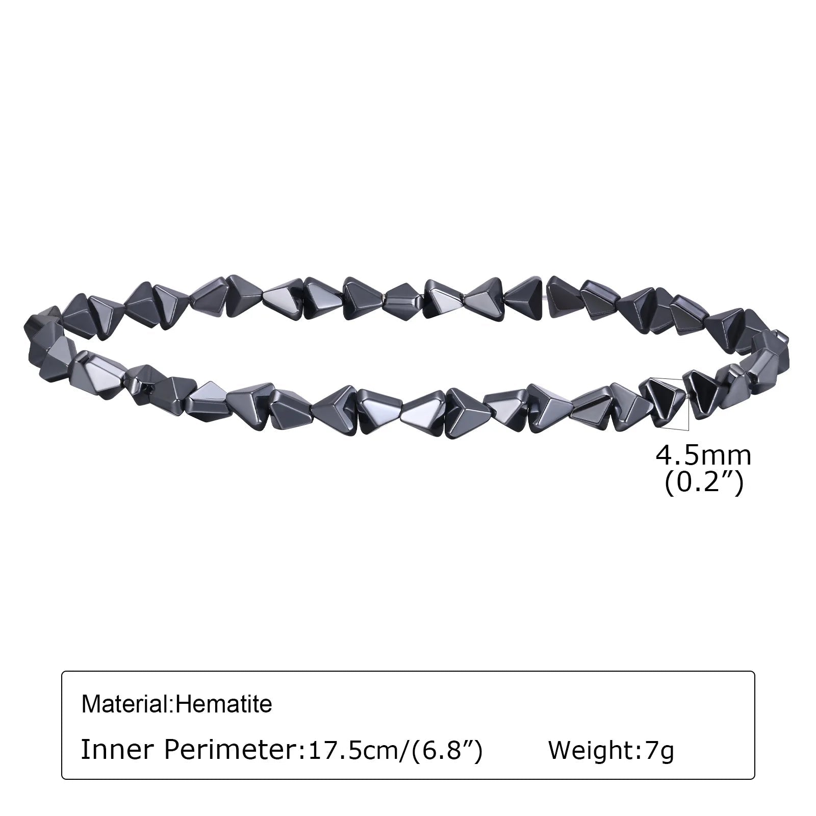 Black Triangle Bead Hematite Stretch Bracelet - ATLAS 1