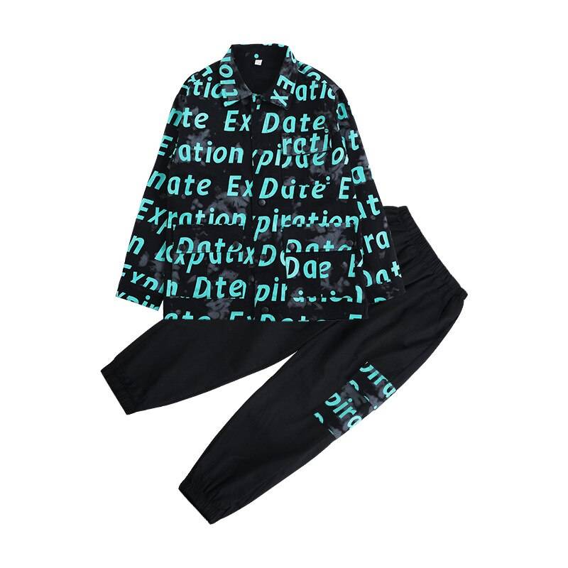 Boy's Letters Print Techwear Jacket & Pants Set - ATLAS 1