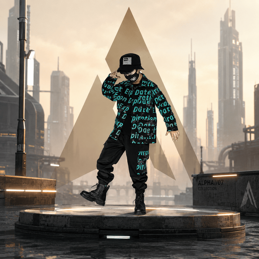 Boy's Letters Print Techwear Jacket & Pants Set - ATLAS 1