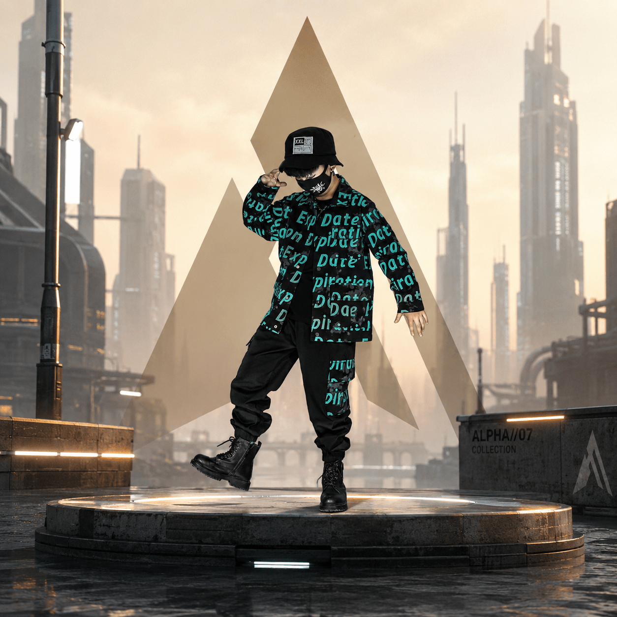 Boy's Letters Print Techwear Jacket & Pants Set - ATLAS 1